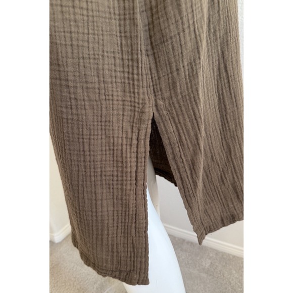 Eileen Fisher Gauze Shift Dress M Brown  Organic Cotton Minimalist Lagenlook - Picture 9 of 10